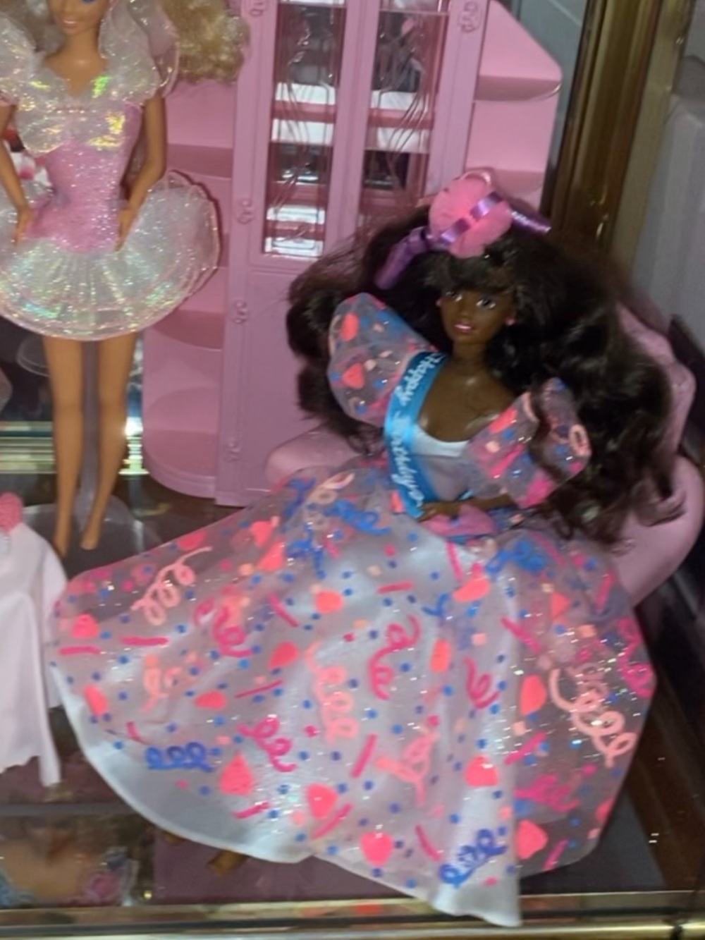 Birthday 🎂 Surprise Barbie in Pink with Blue Accents African American RARE